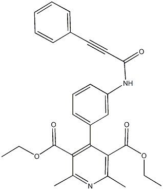 diethyl 2,6-dimethyl-4-{3-[(3-phenyl-2-propynoyl)amino]phenyl}-3,5-pyridinedicarboxylate Structure