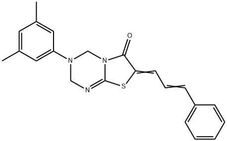3-(3,5-dimethylphenyl)-7-(3-phenylprop-2-enylidene)-3,4-dihydro-2H-[1,3]thiazolo[3,2-a][1,3,5]triazin-6(7H)-one 구조식 이미지