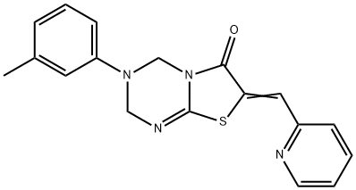 3-(3-methylphenyl)-7-(pyridin-2-ylmethylene)-3,4-dihydro-2H-[1,3]thiazolo[3,2-a][1,3,5]triazin-6(7H)-one Structure