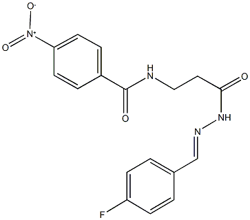 N-{3-[2-(4-fluorobenzylidene)hydrazino]-3-oxopropyl}-4-nitrobenzamide 구조식 이미지