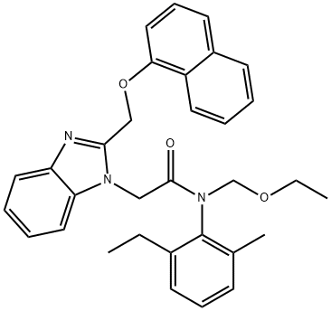 N-(ethoxymethyl)-N-(2-ethyl-6-methylphenyl)-2-{2-[(1-naphthyloxy)methyl]-1H-benzimidazol-1-yl}acetamide 구조식 이미지