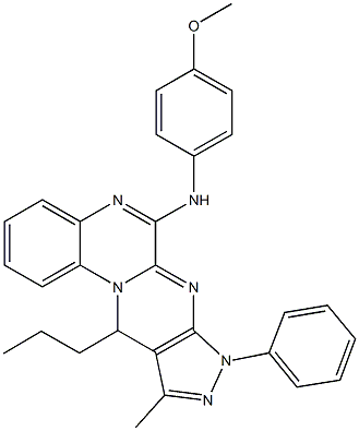 N-(4-methoxyphenyl)-N-(10-methyl-8-phenyl-11-propyl-8,11-dihydropyrazolo[3',4':4,5]pyrimido[1,2-a]quinoxalin-6-yl)amine Structure