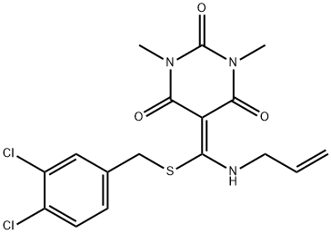 5-{(allylamino)[(3,4-dichlorobenzyl)sulfanyl]methylene}-1,3-dimethyl-2,4,6(1H,3H,5H)-pyrimidinetrione 구조식 이미지