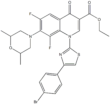 ethyl 1-[4-(4-bromophenyl)-1,3-thiazol-2-yl]-7-(2,6-dimethyl-4-morpholinyl)-6,8-difluoro-4-oxo-1,4-dihydro-3-quinolinecarboxylate Structure