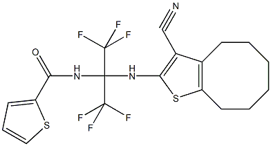 N-[1-[(3-cyano-4,5,6,7,8,9-hexahydrocycloocta[b]thien-2-yl)amino]-2,2,2-trifluoro-1-(trifluoromethyl)ethyl]-2-thiophenecarboxamide 구조식 이미지