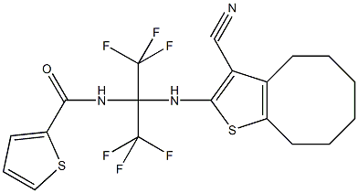 N-[1-[(3-cyano-4,5,6,7,8,9-hexahydrocycloocta[b]thien-2-yl)amino]-2,2,2-trifluoro-1-(trifluoromethyl)ethyl]-2-thiophenecarboxamide Structure