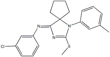 N-(3-chlorophenyl)-N-[1-(3-methylphenyl)-2-(methylsulfanyl)-1,3-diazaspiro[4.4]non-2-en-4-ylidene]amine 구조식 이미지