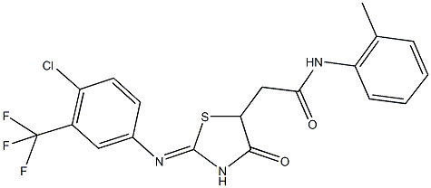 2-(2-{[4-chloro-3-(trifluoromethyl)phenyl]imino}-4-oxo-1,3-thiazolidin-5-yl)-N-(2-methylphenyl)acetamide Structure