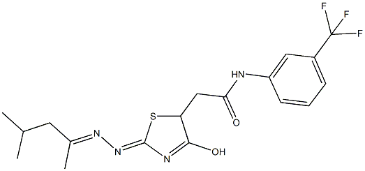 2-{2-[(1,3-dimethylbutylidene)hydrazono]-4-hydroxy-2,5-dihydro-1,3-thiazol-5-yl}-N-[3-(trifluoromethyl)phenyl]acetamide 구조식 이미지