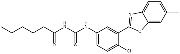 N-[4-chloro-3-(6-methyl-1,3-benzoxazol-2-yl)phenyl]-N'-hexanoylthiourea 구조식 이미지