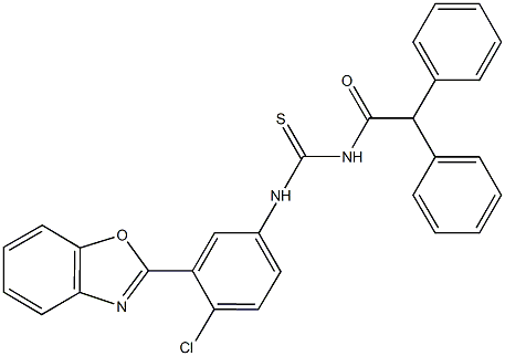 N-[3-(1,3-benzoxazol-2-yl)-4-chlorophenyl]-N'-(diphenylacetyl)thiourea 구조식 이미지