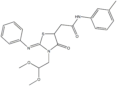 2-[3-(2,2-dimethoxyethyl)-4-oxo-2-(phenylimino)-1,3-thiazolidin-5-yl]-N-(3-methylphenyl)acetamide 구조식 이미지