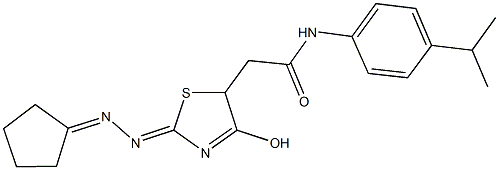 2-[2-(cyclopentylidenehydrazono)-4-hydroxy-2,5-dihydro-1,3-thiazol-5-yl]-N-(4-isopropylphenyl)acetamide Structure