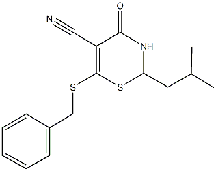 6-(benzylsulfanyl)-2-isobutyl-4-oxo-3,4-dihydro-2H-1,3-thiazine-5-carbonitrile 구조식 이미지