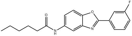 N-[2-(3-fluorophenyl)-1,3-benzoxazol-5-yl]hexanamide 구조식 이미지