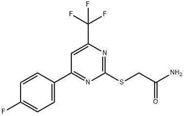 2-{[4-(4-fluorophenyl)-6-(trifluoromethyl)-2-pyrimidinyl]sulfanyl}acetamide 구조식 이미지
