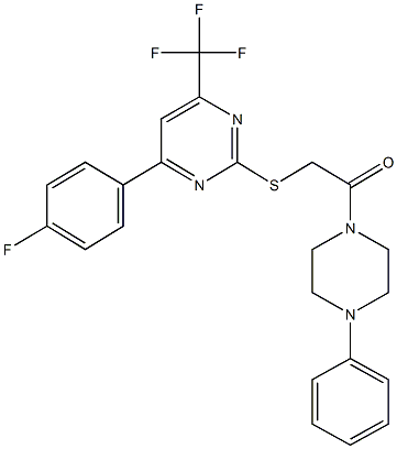 4-(4-fluorophenyl)-2-{[2-oxo-2-(4-phenyl-1-piperazinyl)ethyl]sulfanyl}-6-(trifluoromethyl)pyrimidine 구조식 이미지