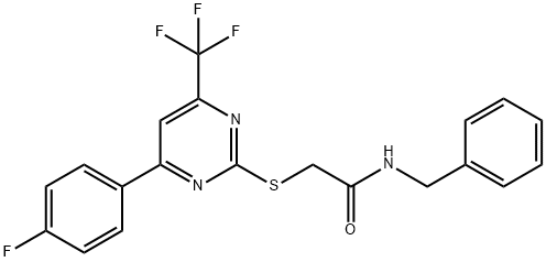 N-benzyl-2-{[4-(4-fluorophenyl)-6-(trifluoromethyl)-2-pyrimidinyl]sulfanyl}acetamide Structure