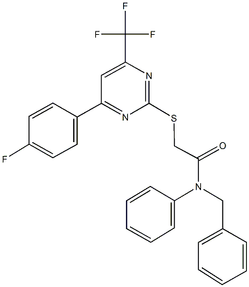 N-benzyl-2-{[4-(4-fluorophenyl)-6-(trifluoromethyl)-2-pyrimidinyl]sulfanyl}-N-phenylacetamide 구조식 이미지