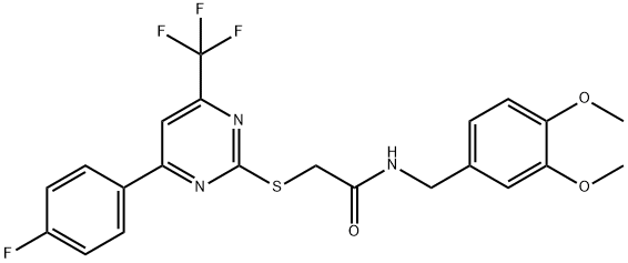 N-(3,4-dimethoxybenzyl)-2-{[4-(4-fluorophenyl)-6-(trifluoromethyl)-2-pyrimidinyl]sulfanyl}acetamide Structure