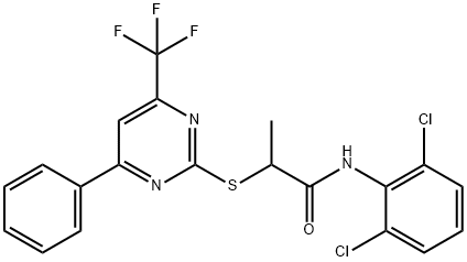 N-(2,6-dichlorophenyl)-2-{[4-phenyl-6-(trifluoromethyl)-2-pyrimidinyl]sulfanyl}propanamide Structure