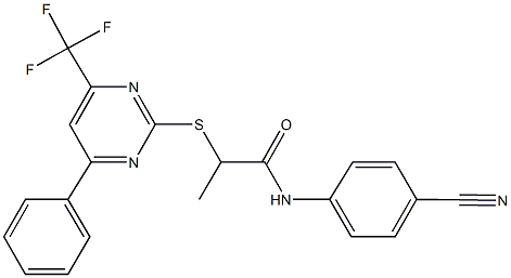 N-(4-cyanophenyl)-2-{[4-phenyl-6-(trifluoromethyl)-2-pyrimidinyl]sulfanyl}propanamide 구조식 이미지
