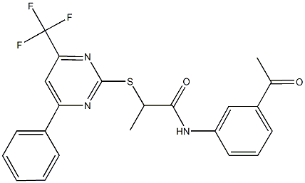 N-(3-acetylphenyl)-2-{[4-phenyl-6-(trifluoromethyl)-2-pyrimidinyl]sulfanyl}propanamide Structure