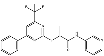 2-{[4-phenyl-6-(trifluoromethyl)-2-pyrimidinyl]sulfanyl}-N-(3-pyridinyl)propanamide Structure