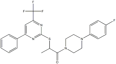 2-[4-(4-fluorophenyl)-1-piperazinyl]-1-methyl-2-oxoethyl 4-phenyl-6-(trifluoromethyl)-2-pyrimidinyl sulfide 구조식 이미지