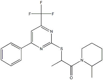 1-methyl-2-(2-methyl-1-piperidinyl)-2-oxoethyl 4-phenyl-6-(trifluoromethyl)-2-pyrimidinyl sulfide Structure