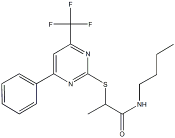 N-butyl-2-{[4-phenyl-6-(trifluoromethyl)-2-pyrimidinyl]sulfanyl}propanamide 구조식 이미지