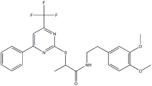 N-[2-(3,4-dimethoxyphenyl)ethyl]-2-{[4-phenyl-6-(trifluoromethyl)-2-pyrimidinyl]sulfanyl}propanamide 구조식 이미지