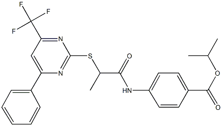 isopropyl 4-[(2-{[4-phenyl-6-(trifluoromethyl)-2-pyrimidinyl]sulfanyl}propanoyl)amino]benzoate 구조식 이미지