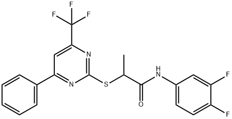 N-(3,4-difluorophenyl)-2-{[4-phenyl-6-(trifluoromethyl)-2-pyrimidinyl]sulfanyl}propanamide 구조식 이미지