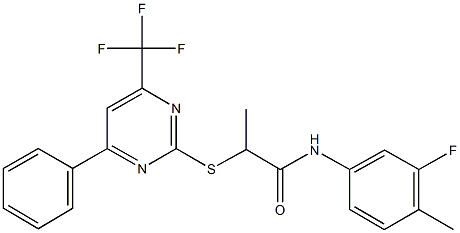 N-(3-fluoro-4-methylphenyl)-2-{[4-phenyl-6-(trifluoromethyl)-2-pyrimidinyl]sulfanyl}propanamide Structure