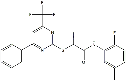 N-(2-fluoro-5-methylphenyl)-2-{[4-phenyl-6-(trifluoromethyl)-2-pyrimidinyl]sulfanyl}propanamide Structure