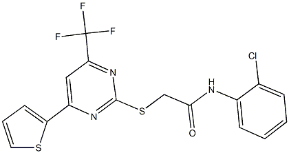 N-(2-chlorophenyl)-2-{[4-(2-thienyl)-6-(trifluoromethyl)-2-pyrimidinyl]sulfanyl}acetamide 구조식 이미지