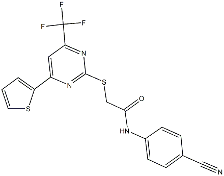 N-(4-cyanophenyl)-2-{[4-(2-thienyl)-6-(trifluoromethyl)-2-pyrimidinyl]sulfanyl}acetamide Structure