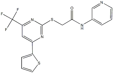 N-(3-pyridinyl)-2-{[4-(2-thienyl)-6-(trifluoromethyl)-2-pyrimidinyl]sulfanyl}acetamide 구조식 이미지