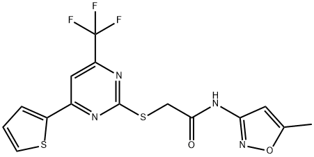 N-(5-methyl-3-isoxazolyl)-2-{[4-(2-thienyl)-6-(trifluoromethyl)-2-pyrimidinyl]sulfanyl}acetamide Structure