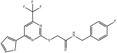 N-(4-fluorobenzyl)-2-{[4-(2-thienyl)-6-(trifluoromethyl)-2-pyrimidinyl]sulfanyl}acetamide Structure