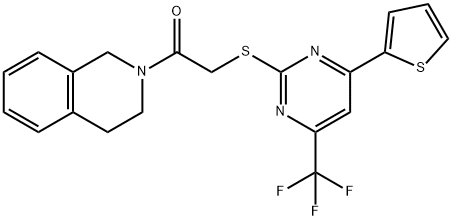 2-(3,4-dihydro-2(1H)-isoquinolinyl)-2-oxoethyl 4-(2-thienyl)-6-(trifluoromethyl)-2-pyrimidinyl sulfide Structure