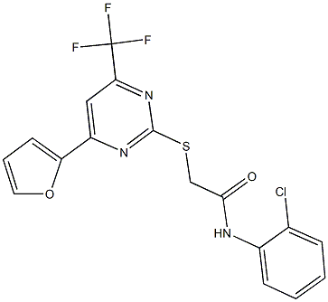 N-(2-chlorophenyl)-2-{[4-(2-furyl)-6-(trifluoromethyl)-2-pyrimidinyl]sulfanyl}acetamide 구조식 이미지