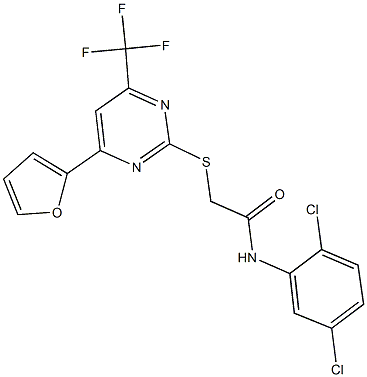 N-(2,5-dichlorophenyl)-2-{[4-(2-furyl)-6-(trifluoromethyl)-2-pyrimidinyl]sulfanyl}acetamide Structure