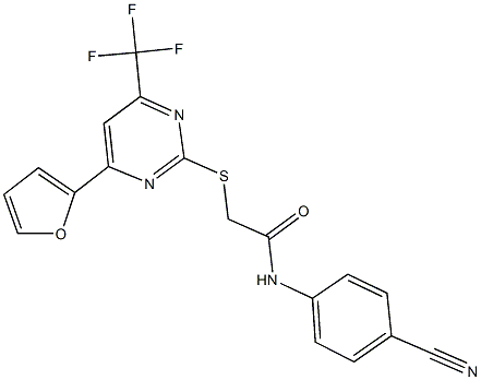 N-(4-cyanophenyl)-2-{[4-(2-furyl)-6-(trifluoromethyl)-2-pyrimidinyl]sulfanyl}acetamide 구조식 이미지