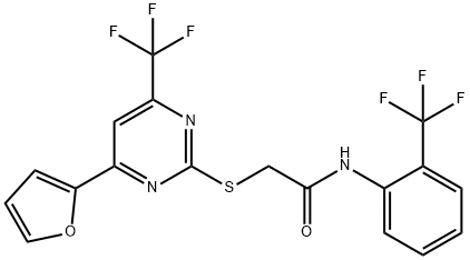 2-{[4-(2-furyl)-6-(trifluoromethyl)-2-pyrimidinyl]sulfanyl}-N-[2-(trifluoromethyl)phenyl]acetamide 구조식 이미지