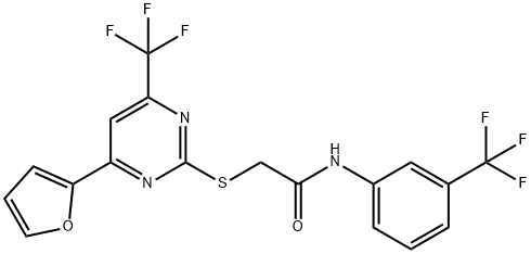 2-{[4-(2-furyl)-6-(trifluoromethyl)-2-pyrimidinyl]sulfanyl}-N-[3-(trifluoromethyl)phenyl]acetamide 구조식 이미지