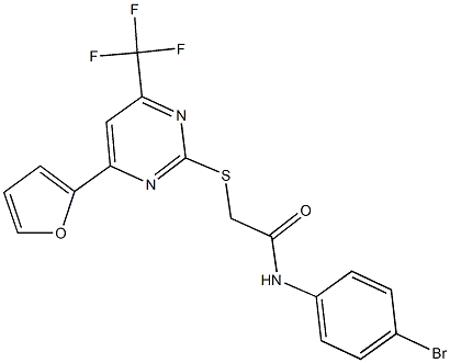 N-(4-bromophenyl)-2-{[4-(2-furyl)-6-(trifluoromethyl)-2-pyrimidinyl]sulfanyl}acetamide Structure