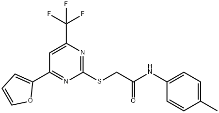 2-{[4-(2-furyl)-6-(trifluoromethyl)-2-pyrimidinyl]sulfanyl}-N-(4-methylphenyl)acetamide 구조식 이미지