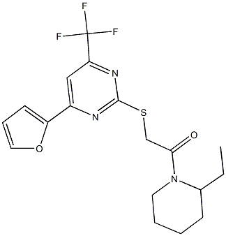 2-{[2-(2-ethyl-1-piperidinyl)-2-oxoethyl]sulfanyl}-4-(2-furyl)-6-(trifluoromethyl)pyrimidine Structure